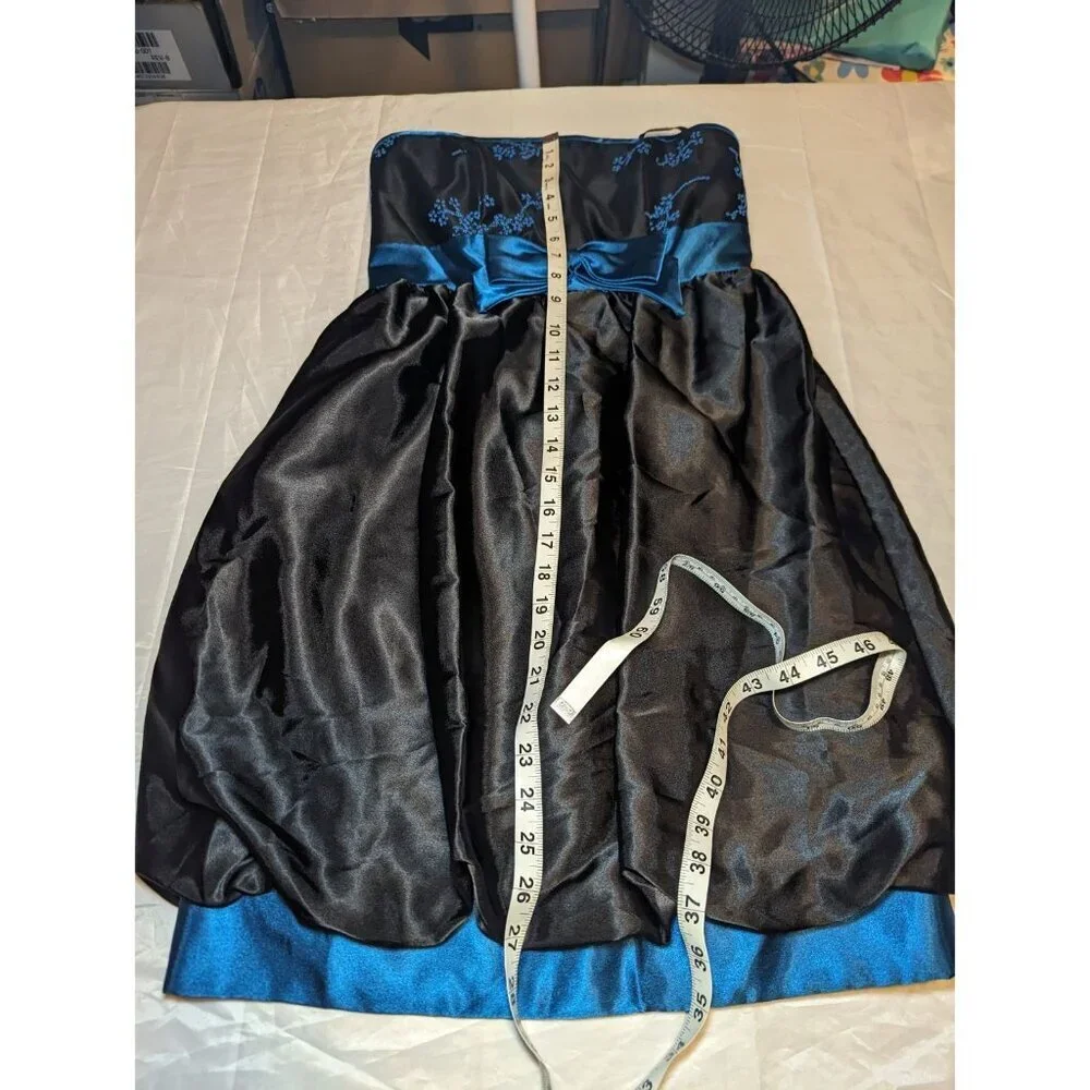 jessica mcclintock for gunne sax dress Blue/Black Strapless Size 3 - Picture 15 of 16